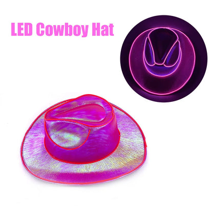 Men Women LED Disco Western Costume Play Dress Up Party And Cowboy Hat