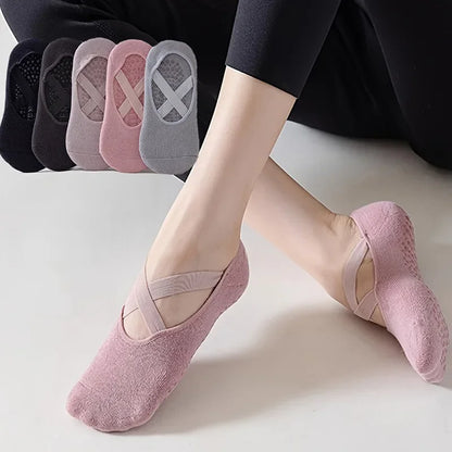 1-5 Pairs of Women's Non-Slip Yoga Socks for Dance Pilates Gym Breathable Cotton No-Show Socks with Silicone Grip Indoor Workout