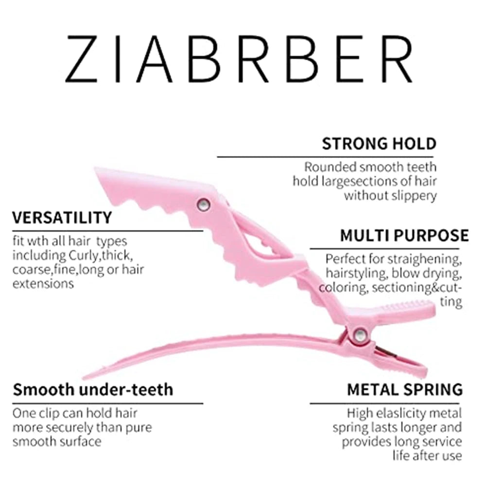 Pink Pro Barber Hair Clips Hairdressing Clamps Claw Hair Sectioning Clip For Salon Hairstyling Hairdresser Accessories