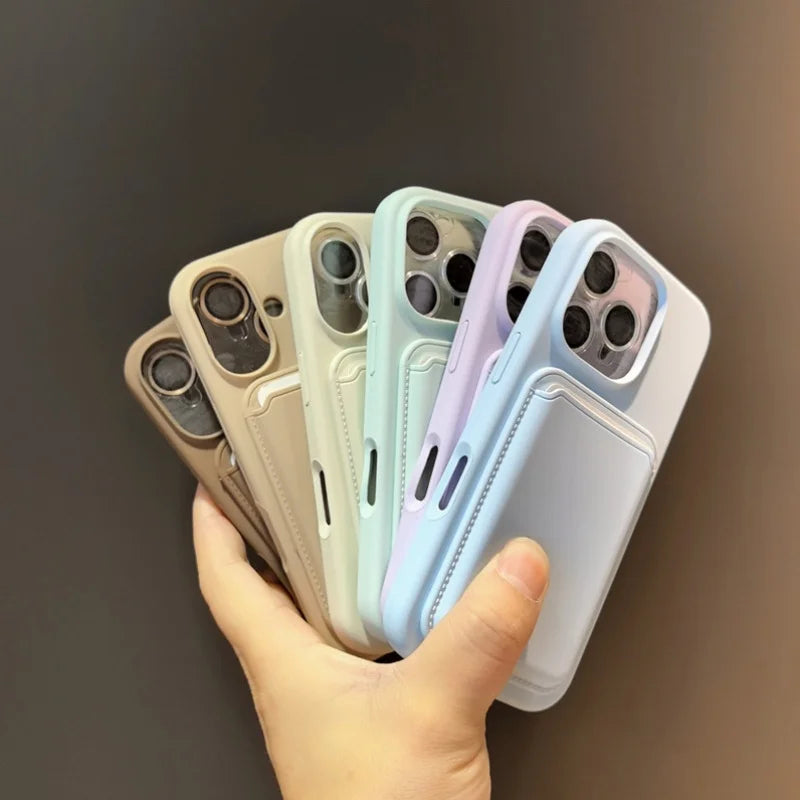 Luxury Magnetic Liquid Silicone Phone Case for IPhone 16 17 15 14 13 12 11 Pro Max with Magsafe Card Bag Wallet Shockproof Cover