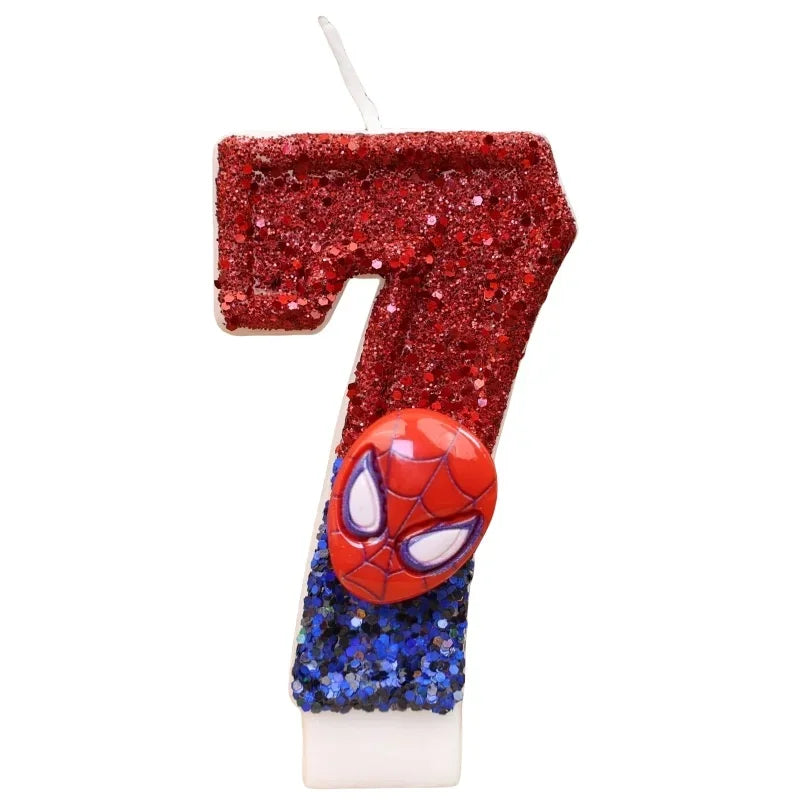 Superhero SpiderMan Fun Figure Candle Cute Cartoon Pattern 0-9 Party Birthday Candle Cake Decoration Children Party Gift