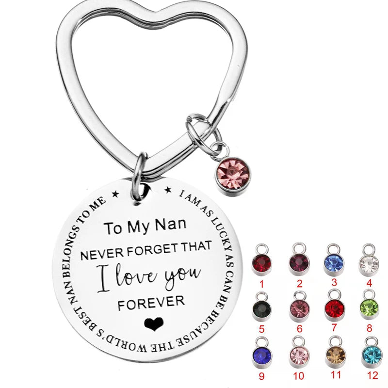 Best Nana Gift Keychain with Birthstone Charm Nana Grandma Nan Birthday Gift Gigi Jewelry Nana Keychain Mothers Day Gifts