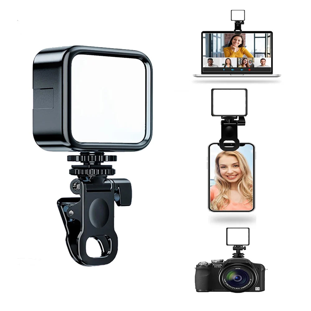 Portable LED Selfie Light for iPhone Samsung iPad Mobile Phone Laptop Clip Rechargeable Flash Fill Photo Video Photography Lamp