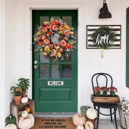 Decoration Wreath Fall Peony Pumpkin Sunflowe for Front Door Festival Celebration Peony home Farmhouse