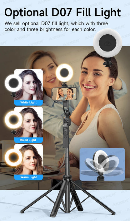 1630mm/64in C17 Tripod Selfie Stick 360° Auto Rotation Shooting Quadruped Phone Stand Face Track Bluetooth Remote Control Tripie