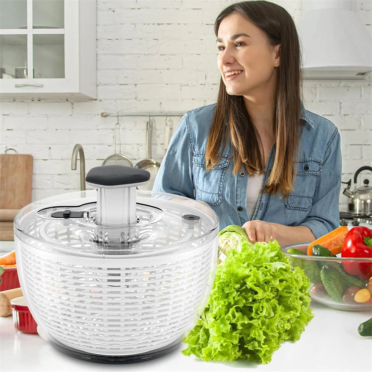 LMETJMA 6,3 QT Salatschleuder, große Salatschleuder, Einhand-Smoothie, Easy-Press-Funktion, große Gemüseschleuder, Salatmixer, Waschmaschine JT251