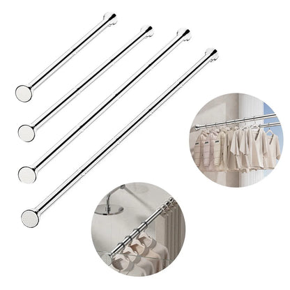 Telescopic Shower Curtain Extendable Wardrobe Rail Clothes Hanging Pole Rod
