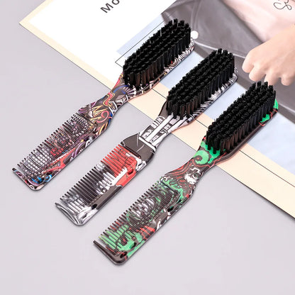 Barbershop Double Sided Brush Professional Face Neck Broken Hair Cleaning Brush Men Beard Styling Comb Salon Home Tools Supplies