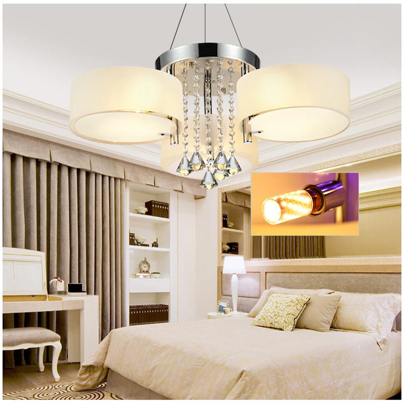 KOMORE Modern Round Acrylic LED Semi Flush Mount with Crystal Accent for Office, Living Room, Bedroom, Kitchen, Hallway, Porch