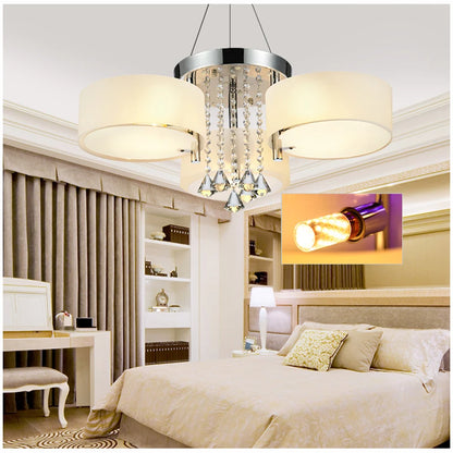 KOMORE Modern Round Acrylic LED Semi Flush Mount with Crystal Accent for Office, Living Room, Bedroom, Kitchen, Hallway, Porch