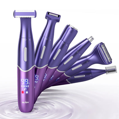 Sejoy 6-in-1 Electric Razor for Women Pubic Hair,Painless Body Shaver,Facial Epilator,Hair Removal for Face,Bikini Trimmer