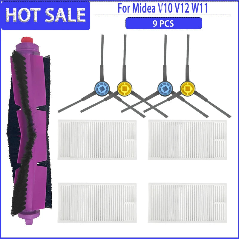 Main Side Brush HEPA Filter Mops Colth Dust Bag For Midea V10 V12 W11Robotic Vacuum Cleaner Accessories