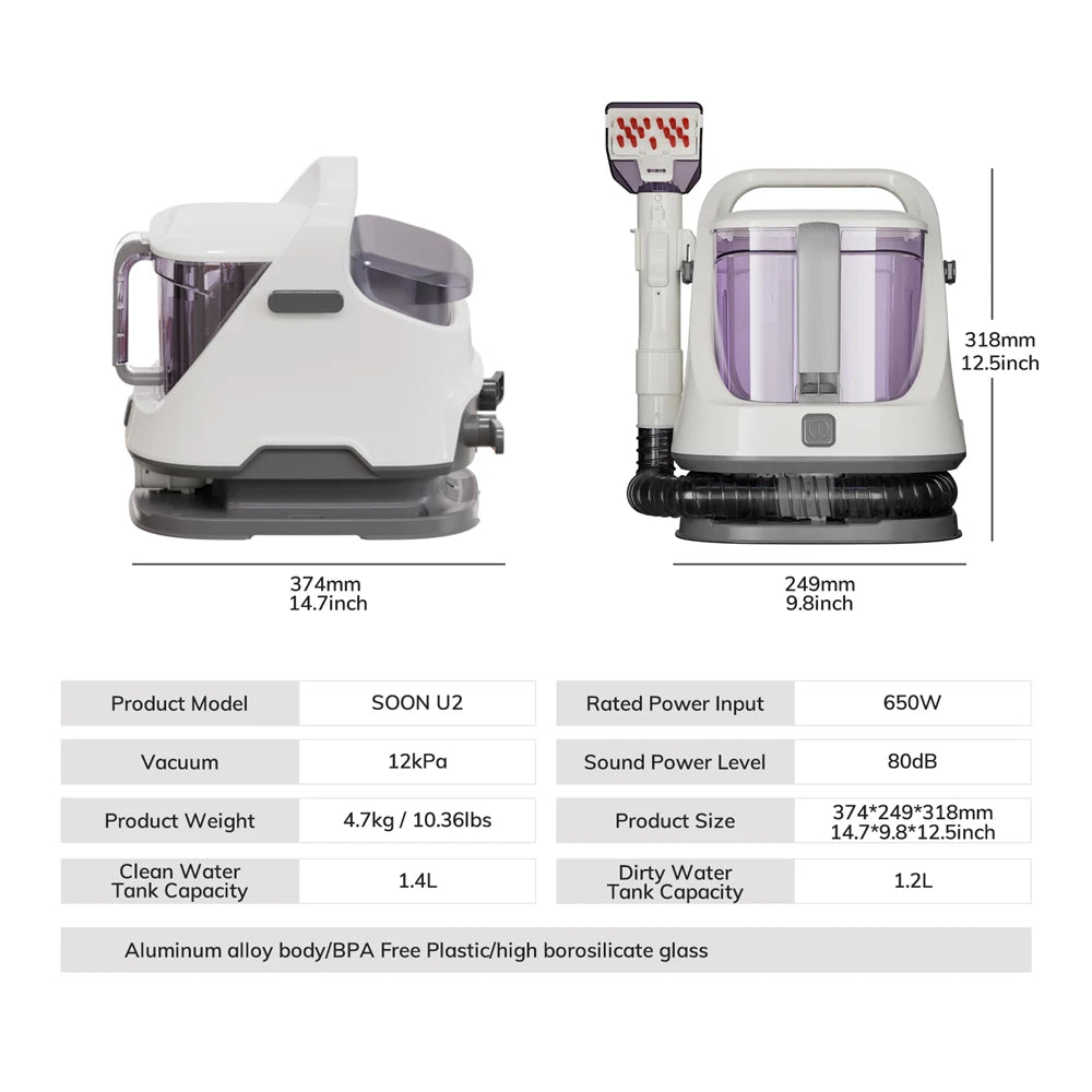 MIUI Multi-Purpose Portable Carpet Cleaner Upholstery Cleaner Machine Deep-Cleaning Shampooer for Home Use