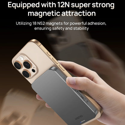HINOVO Tragbares Ladegerät 5000mAh Magnetische Powerbank für iPhone 16 15 14 13 12 Akkupack 0,35" PD 20W 15W Kabelloses Laden