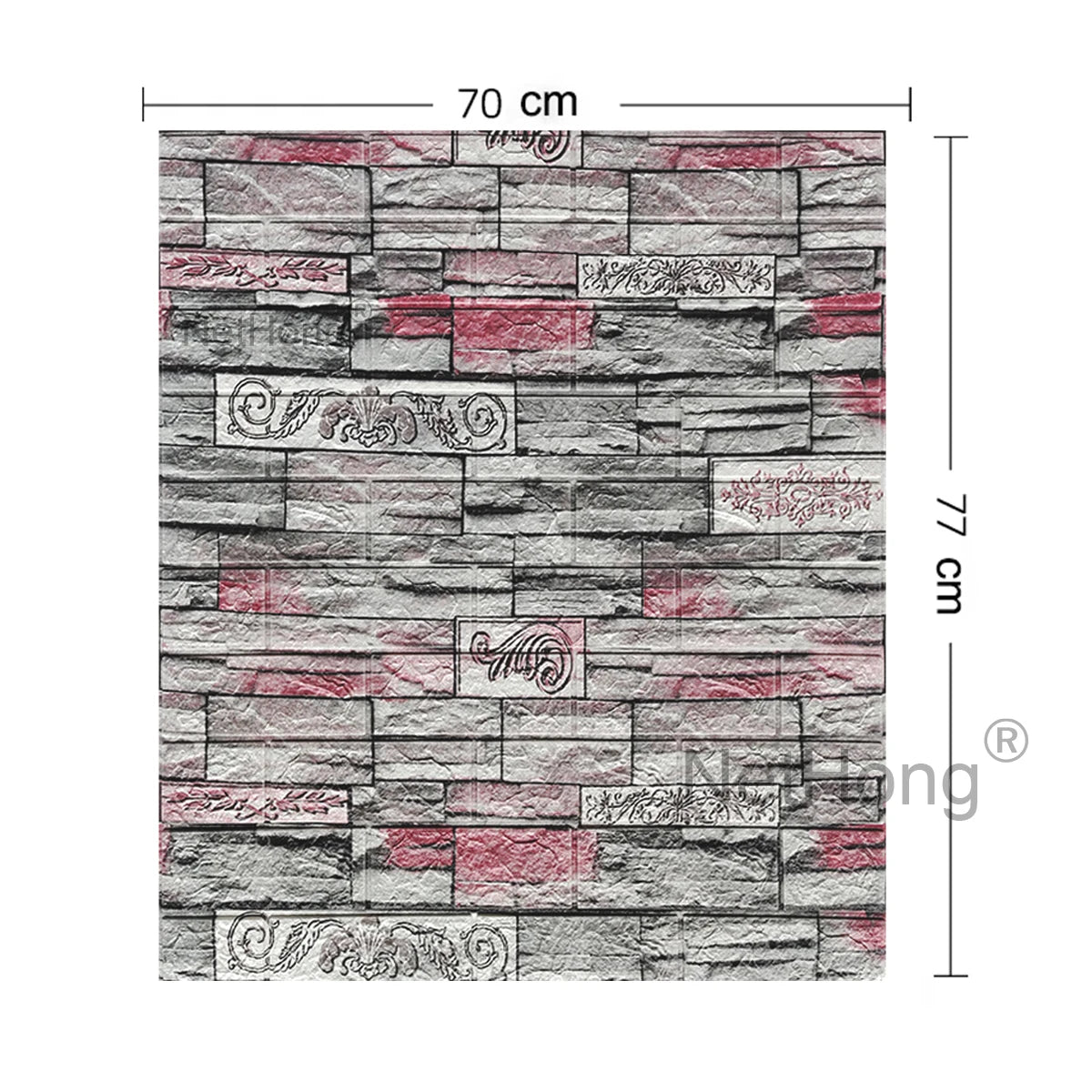 Waterproof Brick Stone Wallpaper Self Adhesive Vinyl Wall Decor Sticker 70*77cm