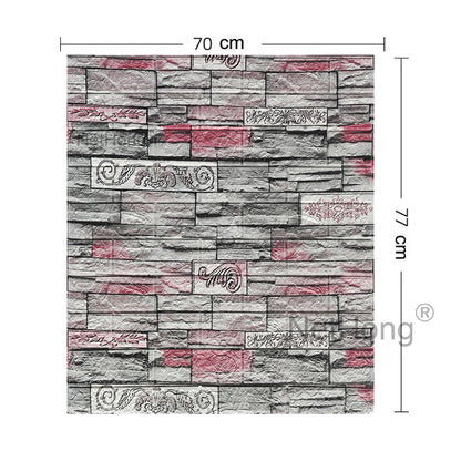 Waterproof Brick Stone Wallpaper Self Adhesive Vinyl Wall Decor Sticker 70*77cm
