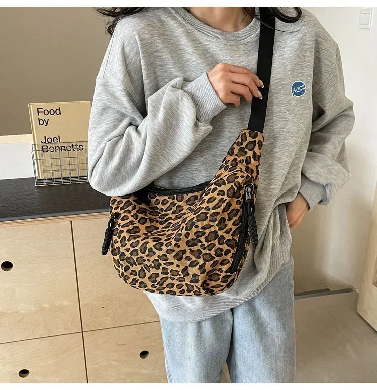 Leopard Print Crossbody Bags for Women Corduroy Casual Shoulder Tote Bags Ladies Sac A Main Femme Designer Luxury Handbags 2024
