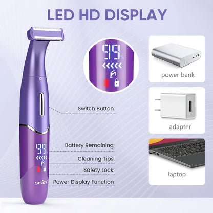 Sejoy 6-in-1 Body Hair Remover Kit Electric Razors for Women Men Bikini Hair Trimmer for Face Eyebrow Nose Arms Legs Pubic