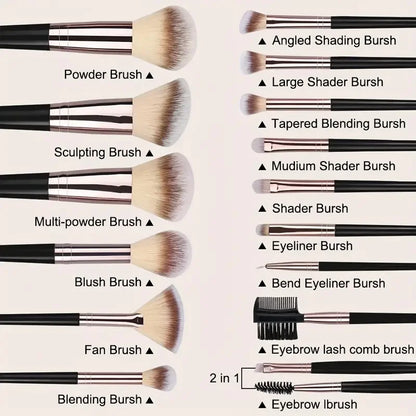 Complete Professional Makeup Brushes Set All in One Kit for Eyeshadow Eyeliner Face and Detailed Cosmetics Application Tools