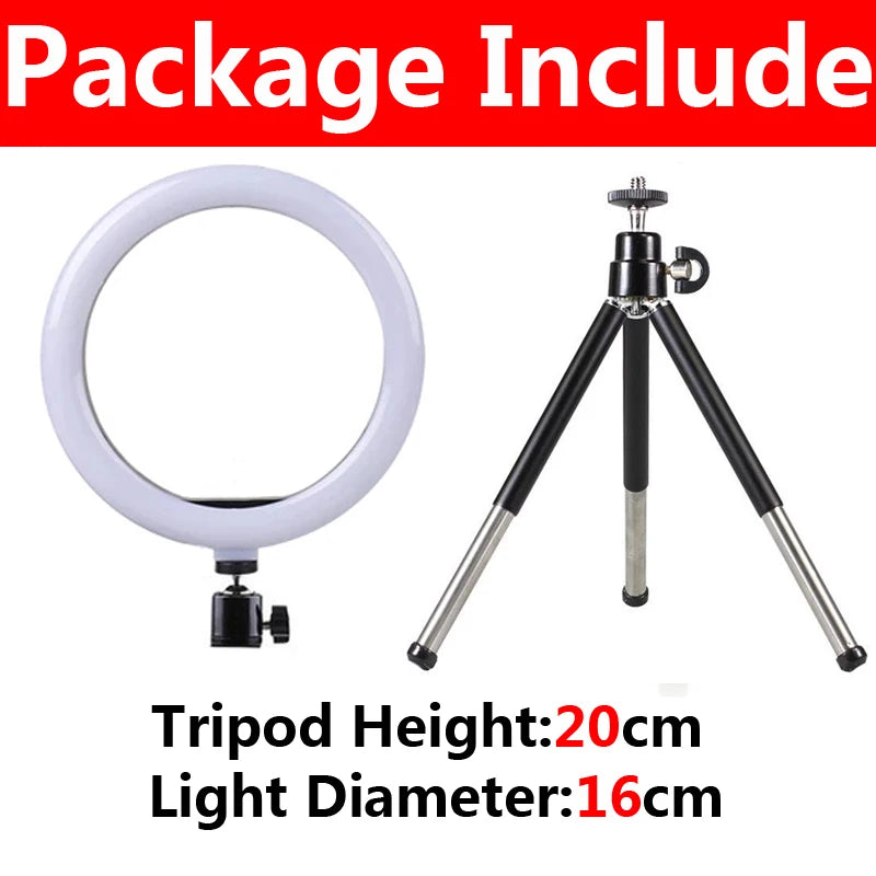12 inch LED Ring light Photography Lighting Phone Ringlight With Tripod Stand USB Round Fill Lamp for Youtube TikTok Video Live