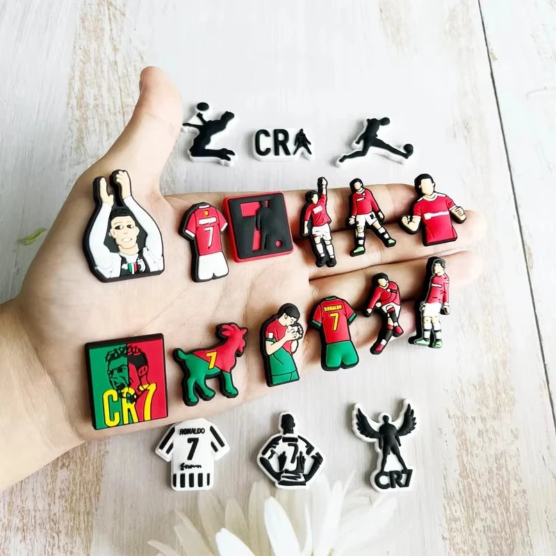Football Star 1-18pcs/set of Cristiano Ronaldo Xmas Cartoon Shoes Charming Decorative Accessories Children's Favorite Gifts
