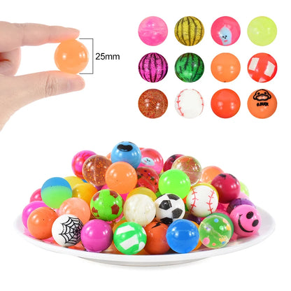 10-50Pcs Rubber Bouncy Ball Kids Favors Summer Birthday Party Gift for Guests Goody Pinata Fillers Prizes Bouncing Ball Toy 25mm