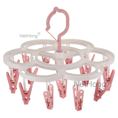16 Pegs Thickened Laundry Clip Underwear Socks Hanger Airer Cloth Dryer Rack UK