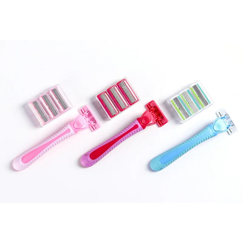 1Handle+18Blade Women's Manual Safety Razor 6Layer Stainless Steel Shaving/Hair Removal Blade Replaceable blade
