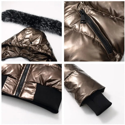 AS Winter kids Down Jackets bomber design coats with nature fur