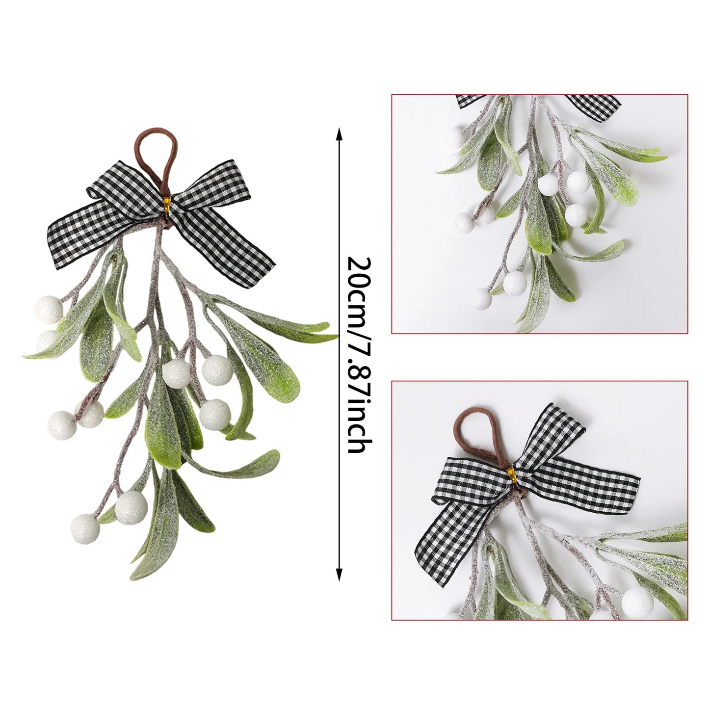 6pcs artificial Christmas Mistletoe hanging ornament Artificial green plant home decoration berry hanging ornament