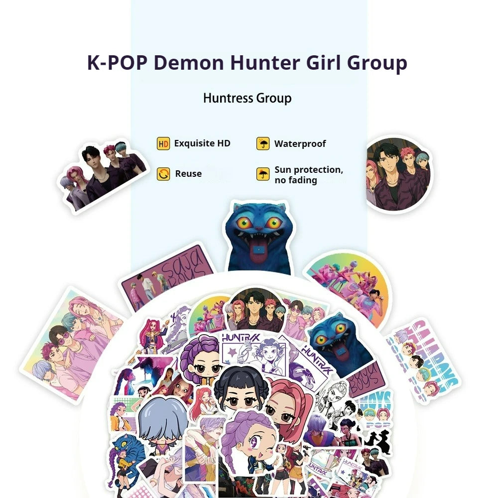 74pcs Kpop Demon Hunters Stickers Saja Boys Laptop Stickers for Guitar Bicycle Luggage Car Stationery Party Favors Gift