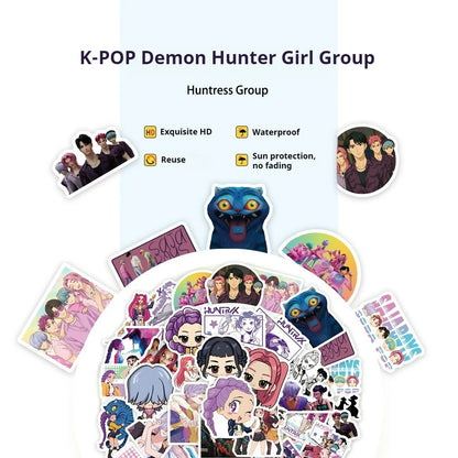 74pcs Kpop Demon Hunters Stickers Saja Boys Laptop Stickers for Guitar Bicycle Luggage Car Stationery Party Favors Gift