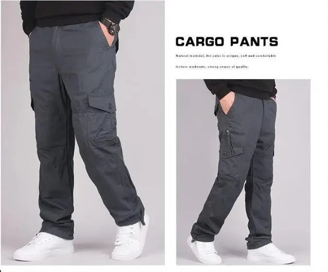 Men's Winter Cargo Pants Double Layer Fleece Warm Thick Camouflage Tactical Cotton Long Trousers Men Baggy Casual Cotton Pants