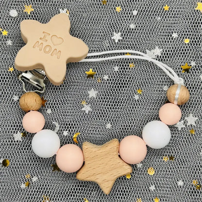 NEW Custom Name Wooden Personalized Baby Pacifier Chain Beech Bead Dummy Nipple Holder Guard Teether Pendant Newborn Mother Gift