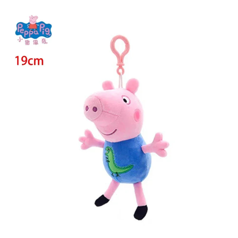 19CM Genuine Peppa Pig George Emily Candy Dennie Pedro Stuffed Plush Toys Keyring Animal Doll Pendant Children's Birthday Gifts