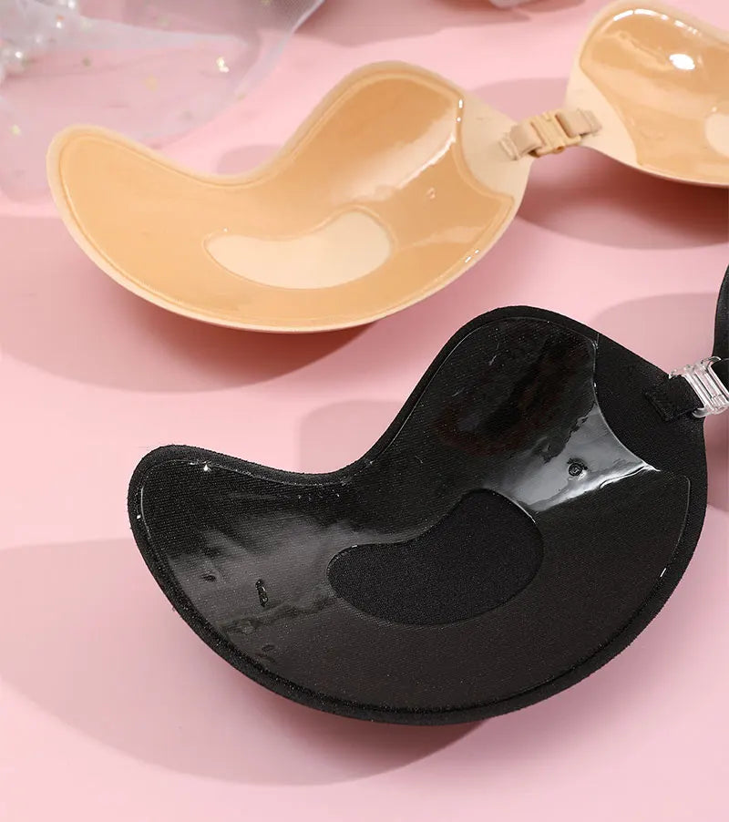 FINETOO Invisible Silicone Bra - Strapless Adhesive Push Up Bra for Women
