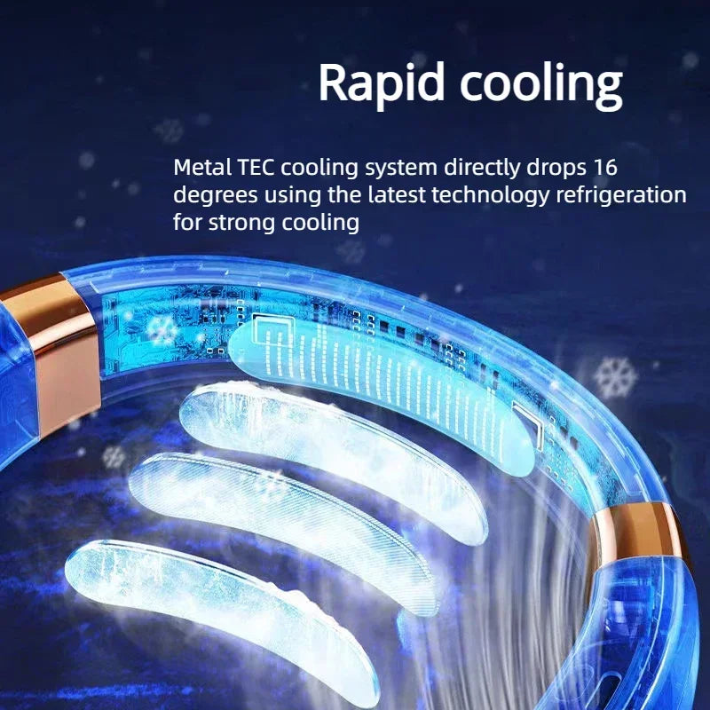 JKUOO Portable Neck Fan,Hands Free Bladeless Fan with LED 4 Cooling Plate,Personal Fan 4000mAh Battery USB Rechargeable