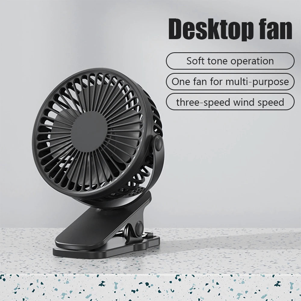 Clip On Fan USB Rechargeable Mini Coog Desk Baby Stroller Portable Handheld