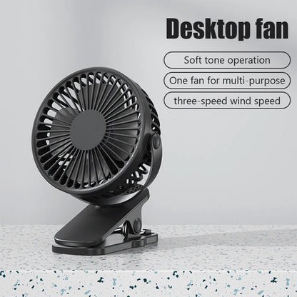 Clip On Fan USB Rechargeable Mini Coog Desk Baby Stroller Portable Handheld