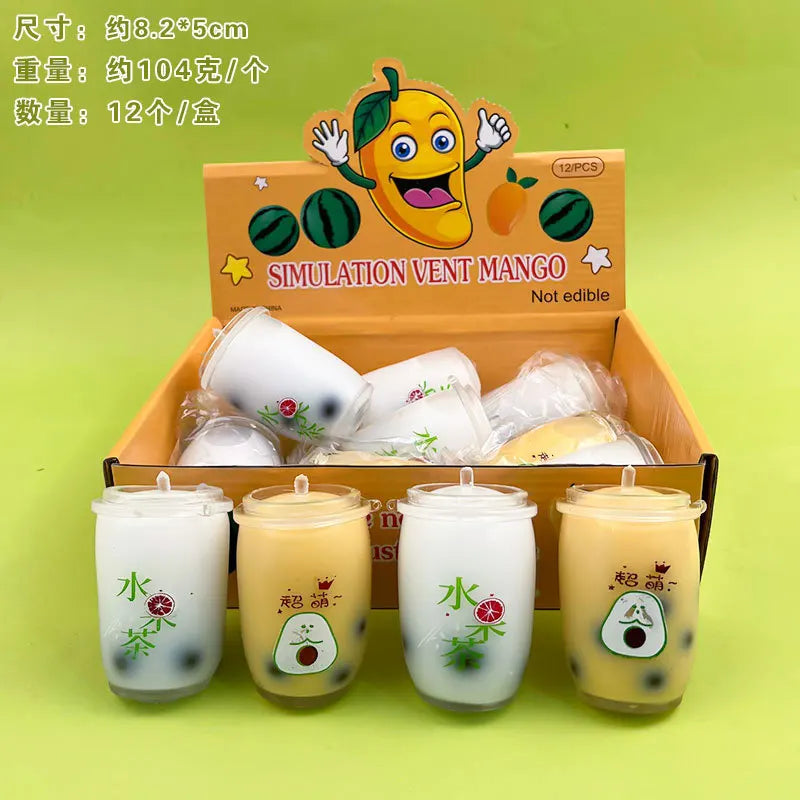 Summer Kawaii Squishy Big Milk Tea Cup Anti-Pressure Pinching Squeeze Kids Toy Fruit Cup Sensory Stress Relief Water Polo Gift