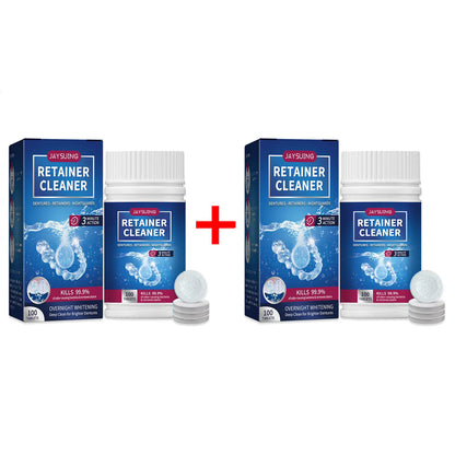 100 Tabs Denture Cleaning Tablet False Tooth Retainer Cleaner Tablets Whitening Remove Odor Discoloration Stain Plaque Oral Care
