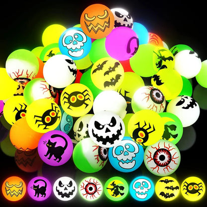 Halloween Glow in the Dark Bouncing Balls - Party Favors & Trick or Treat Gifts for Kids (10-100 Pack)