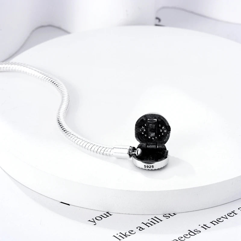 925 Sterling Silver Charm Bracelet - Leaf, Clover, Butterfly & Heart Design | 17-20cm Adjustable