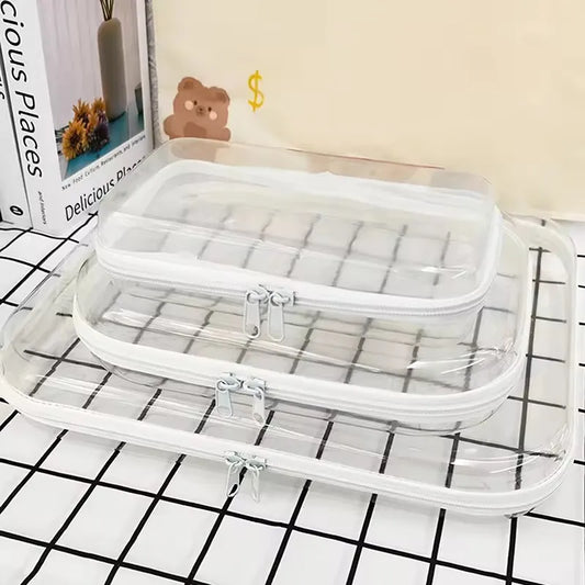 Plastic Zippered Pouch Hard Bins Storage Bins Stackable Waterproof Zippered Hard Pouch Clear Hard Shell Zipper Case