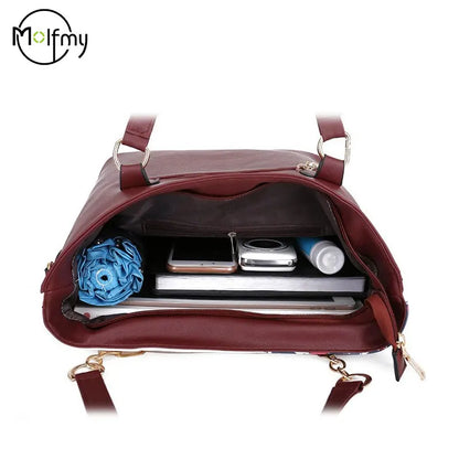 6/Piece Set Mother Handbag Vintage Tote Bags Printed High Quality Women's Bag Trend One Shoulder Crossbody Women Handbags Purse