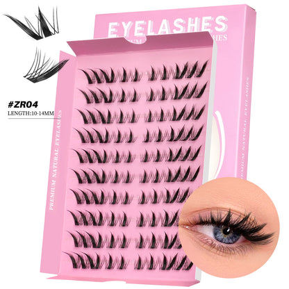 GROINNEYA Cluster Eyelashes Cat Eye Lashes Natural long Lashes Individual Lashes Mixed Tray Eyelash Extension Diy Lashes