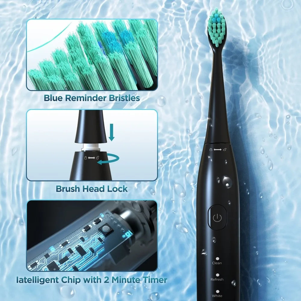 Sejoy Sonic Toothbrush 8 Brush Heads 5 Cleaning Modes Smart Timer Rechargeable Electric Toothbrush Personal Care Appliances