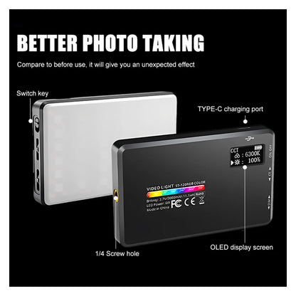 ST120 RGB Full Color Video Light 2500-9000K Fill Light for Camera Smartphone Photography Video Live Streaming Tiktok YT