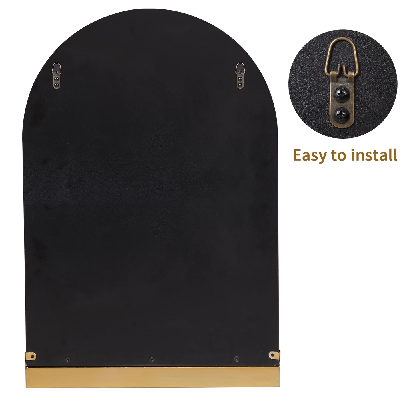 Modern Arched Wall Mirror with Shelf, Living Room, Entryway, Gold Decorative Mirror, 20x30 in