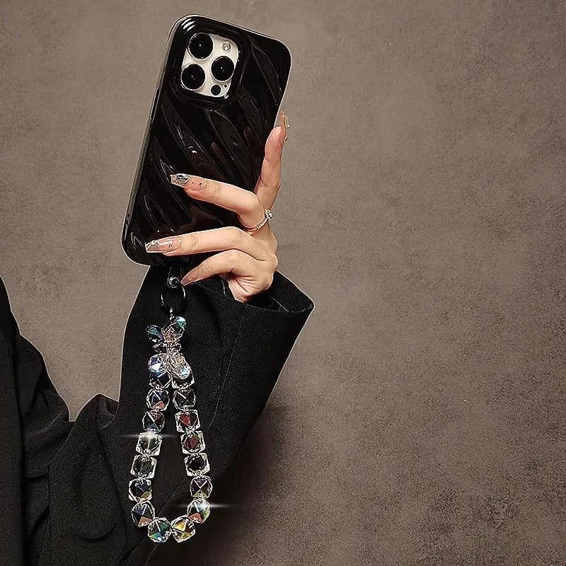 DIY Bracelet Crystal Shinning Acrylic Butterfly Girl Phone Charms Wrist Hanging Strap Mobile Phone Lanyard Phone Bag Key Chain